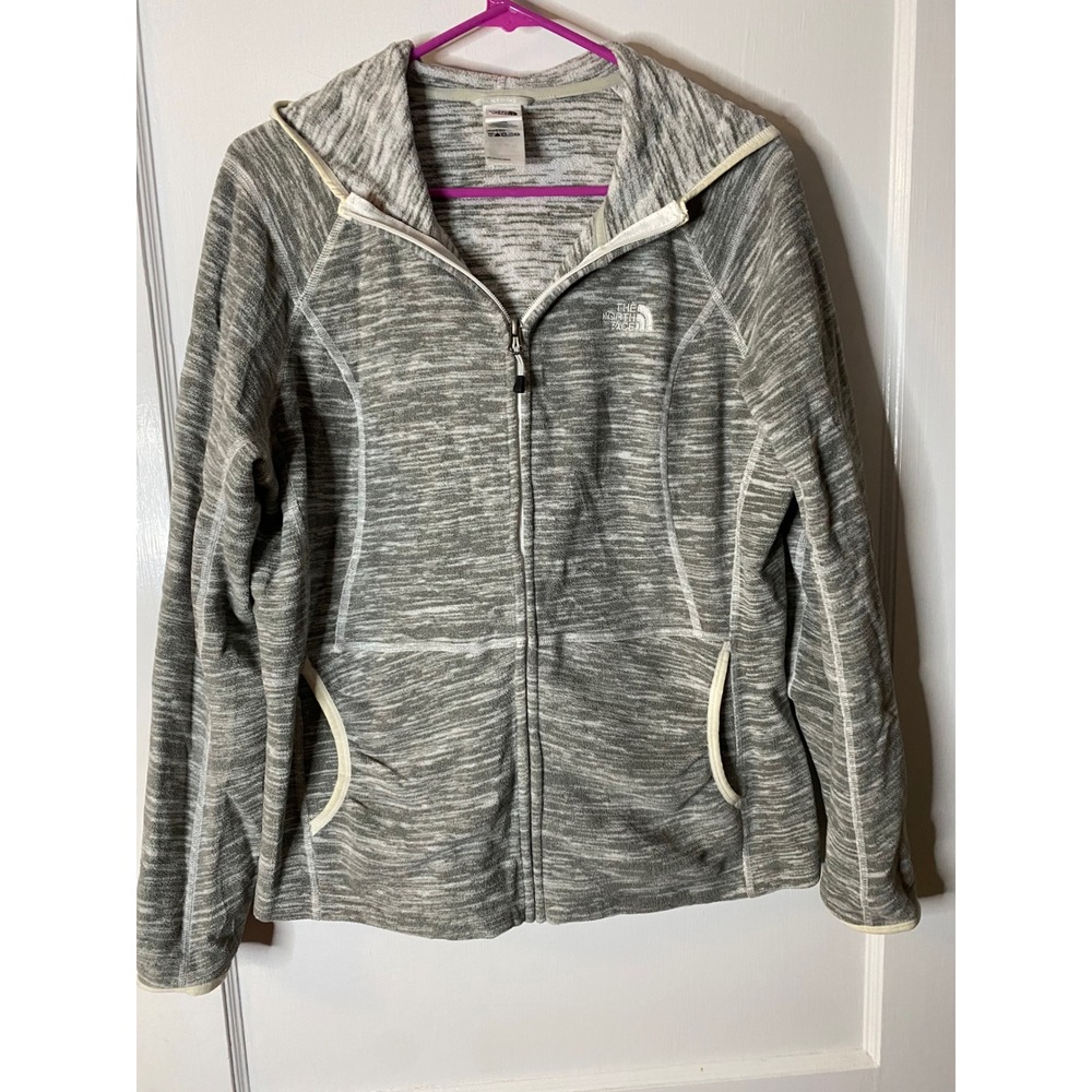 The North Face‎ Womens Gray Marled Fleece Full Zip Hoodie Jacket Size L